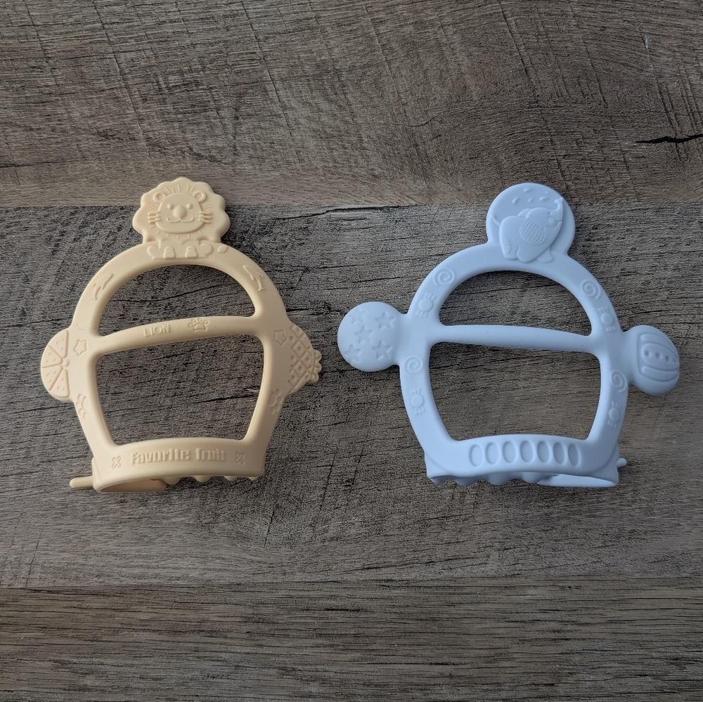 2 silicone baby wrist teethers hand teether